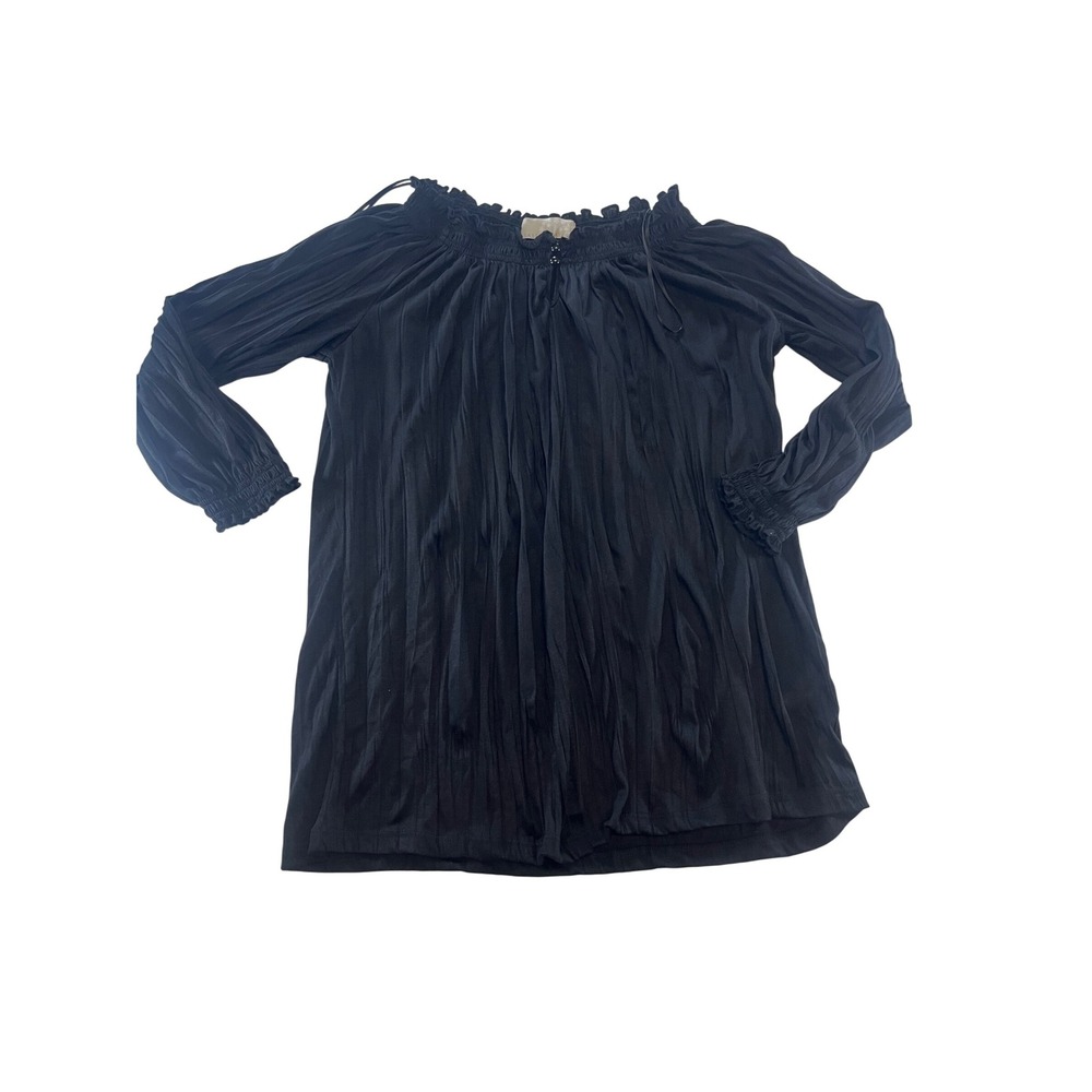 Carolyn Taylor Women's Black Smocked Off Shoulder Long Sleeve Blouse Top L